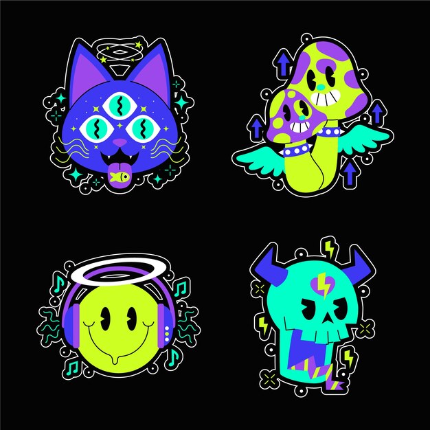 Rave-Party-Sticker-Set-Design
