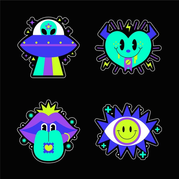 Rave-Party-Sticker-Set-Design