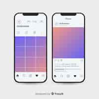 Kostenloser Vektor realistic instagram photo frame on smartphone