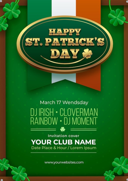 Realistisch t. patrick's day vertikale poster vorlage