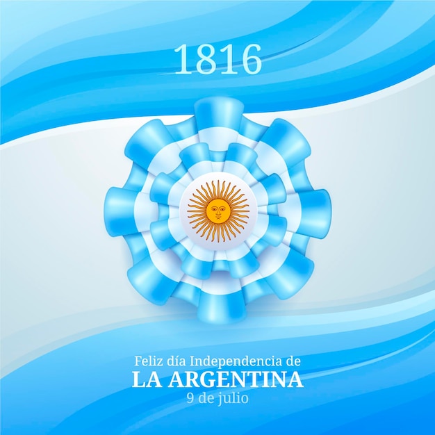 Kostenloser Vektor realistische 9 de julio - erklärung der unabhängigkeit der argentinischen illustration