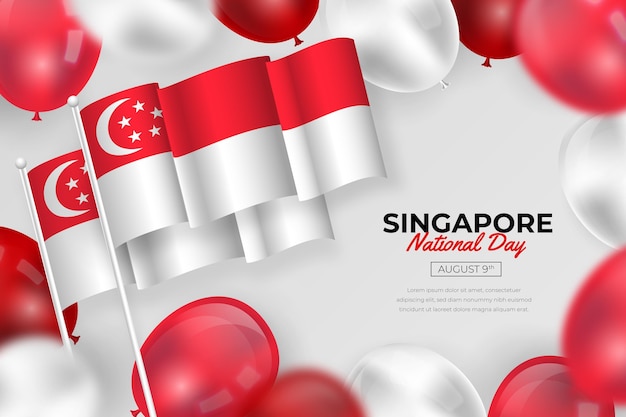 Realistische Abbildung zum Nationalfeiertag in Singapur