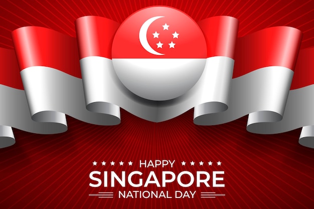 Kostenloser Vektor realistische abbildung zum nationalfeiertag in singapur