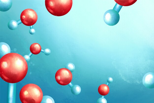 Realistische Atome auf blauem Hintergrund