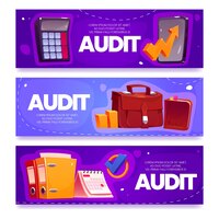 Kostenloser Vektor realistische audit-banner-sammlung