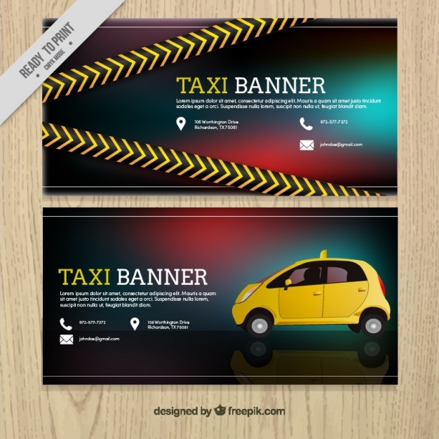 Realistische banner für taxi-service