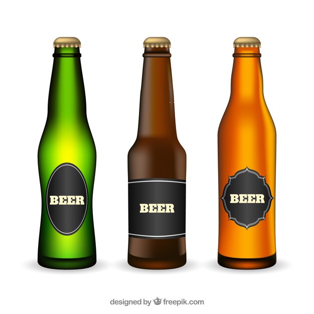 Realistische Bierflaschensammlung