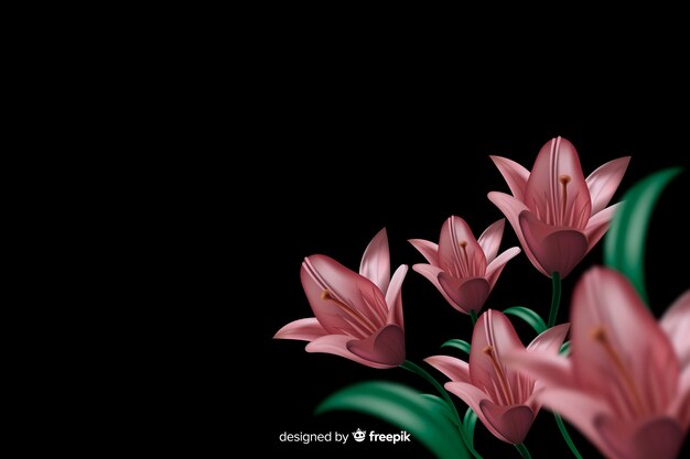 Realistische Blumen auf einem dunklen Hintergrund