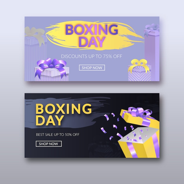 Realistische boxing day sale banner vorlage