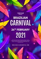 Kostenloser Vektor realistische brasilianische karnevalsfliegervorlage