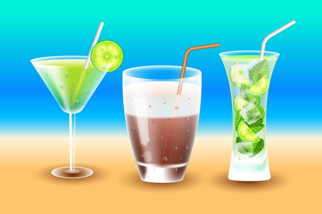 Realistische Cocktailkollektion