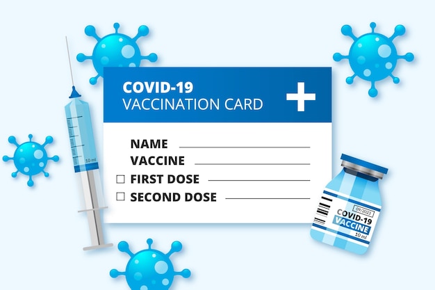 Realistische coronavirus-impfaufzeichnungskartenschablone