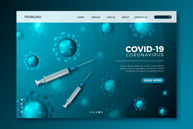 Realistische Coronavirus-Impfstoff-Landingpage