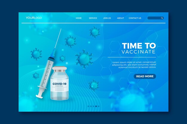 Realistische Coronavirus-Impfstoff-Landingpage
