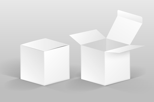 Kostenloser Vektor realistische cube-box-mockup-illustration