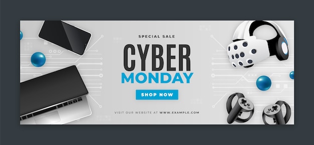 Realistische cyber-monday-social-media-cover-vorlage