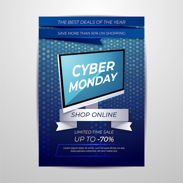 Realistische cyber montag flyer vorlage