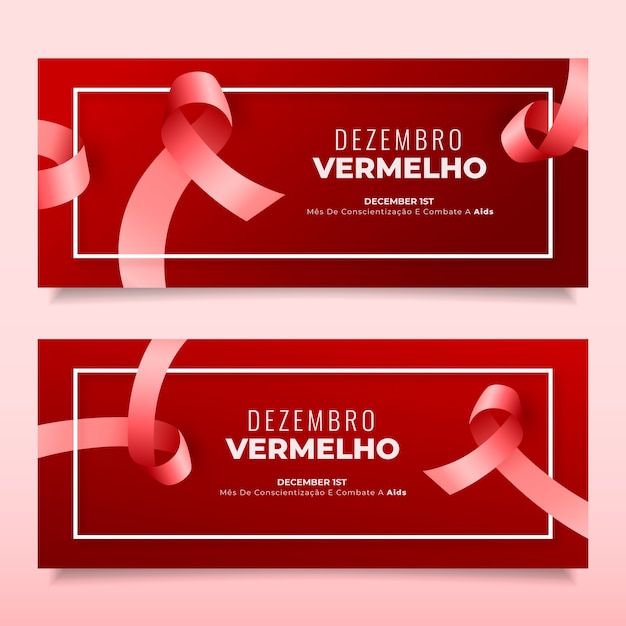 Realistische dezembro vermelho horizontale banner-set