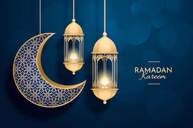 Realistische dreidimensionale Ramadan-Kareem-Illustration
