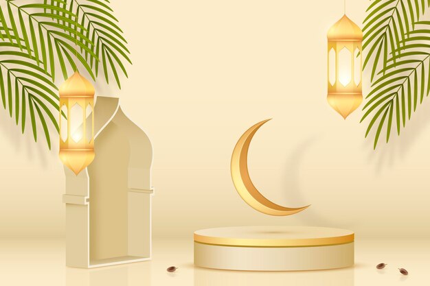 Realistische dreidimensionale Ramadan-Kareem-Illustration