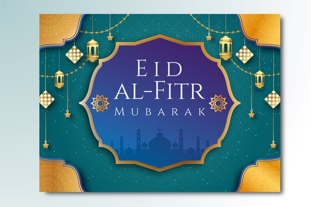 Realistische eid al-fitr-Grußkartenvorlage