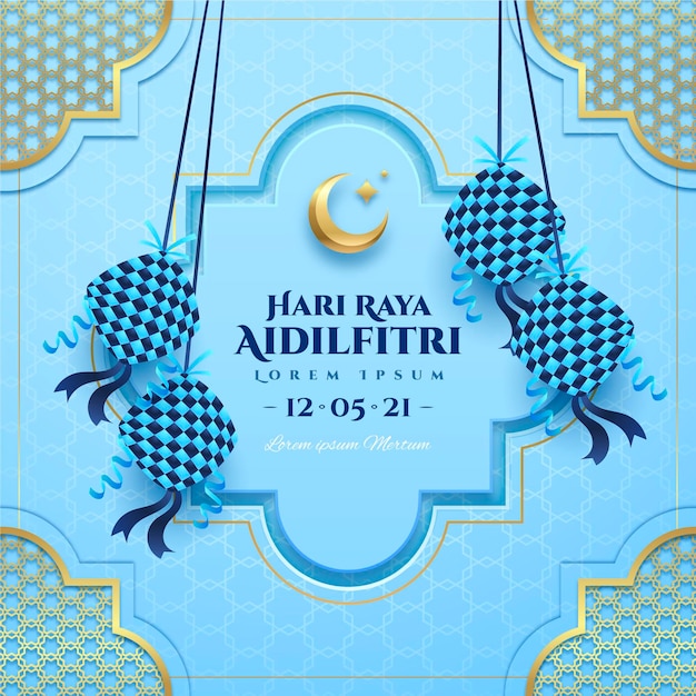 Realistische eid al-fitr - hari raya aidilfitri illustration