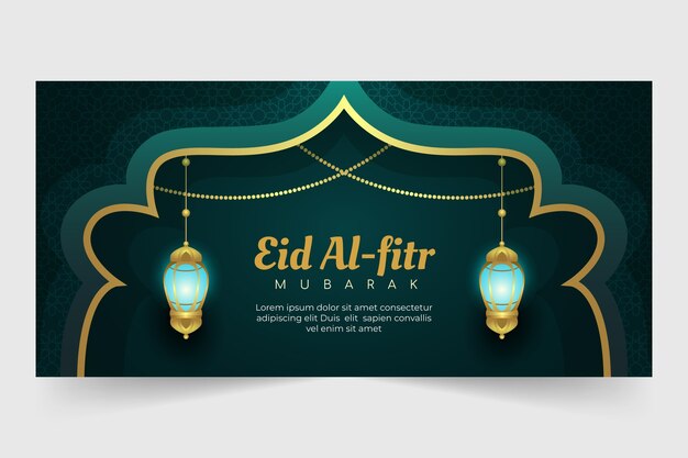 Realistische eid al-fitr horizontale bannervorlage
