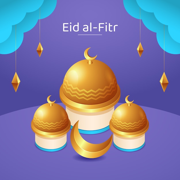 Kostenloser Vektor realistische eid al-fitr-illustration