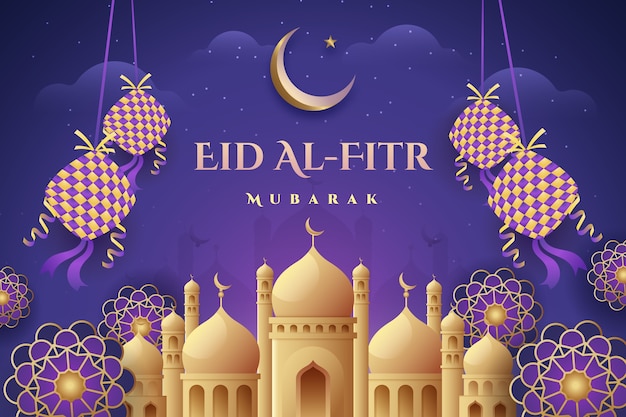 Kostenloser Vektor realistische eid al-fitr-illustration