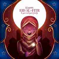 Kostenloser Vektor realistische eid al-fitr illustration