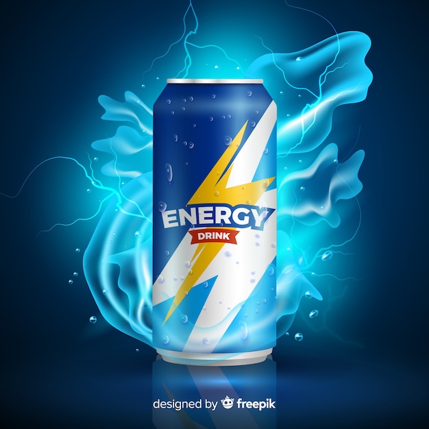 Realistische Energy Drink Anzeigenvorlage