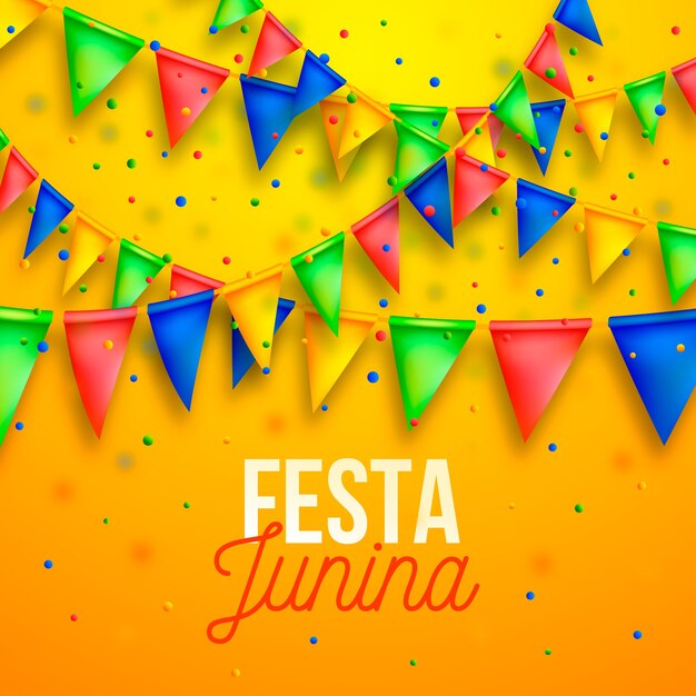 Realistische festa junina und girlanden