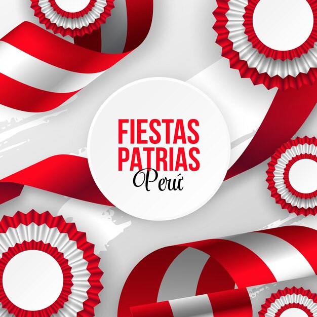 Realistische fiestas patrias illustration mit rosetten