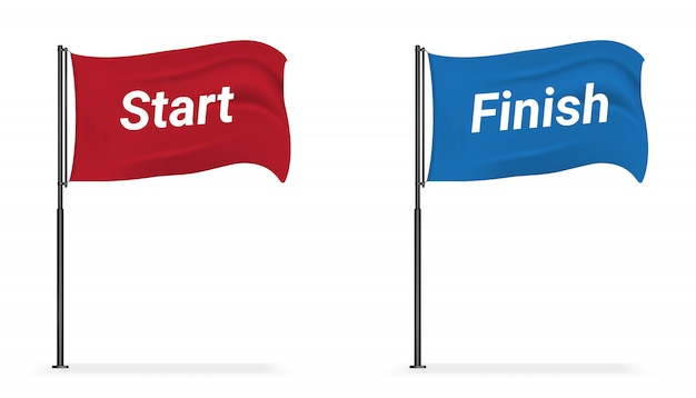 Realistische Flaggenanzeige Fur Verkaufsmarketing Premium Vektor