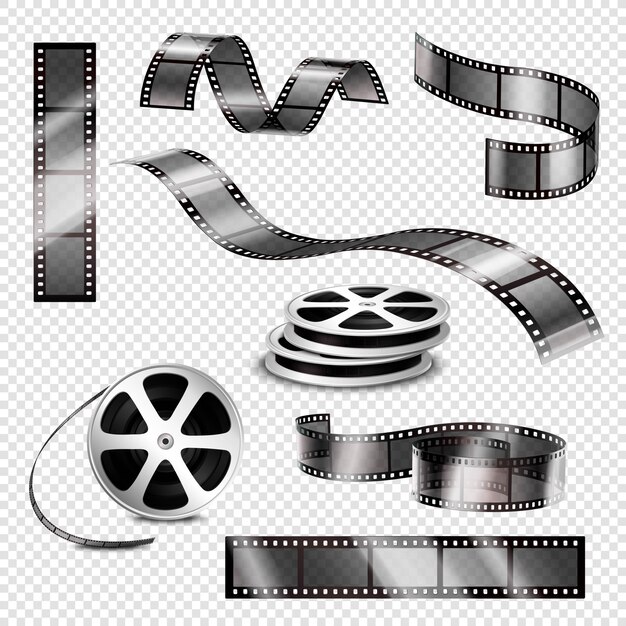 Realistische Fotostreifen und Filmrollen
