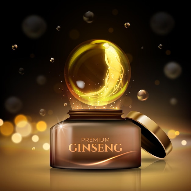 Kostenloser Vektor realistische ginseng-anzeige