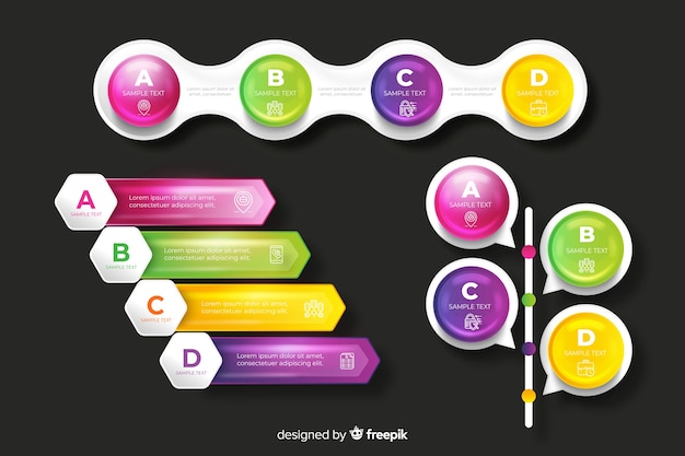 Kostenloser Vektor realistische glänzende infographik elemente
