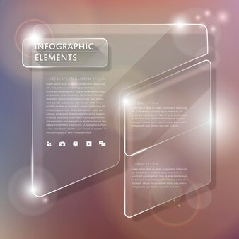 Realistische glasvektorillustrations-infografik-elemente-design