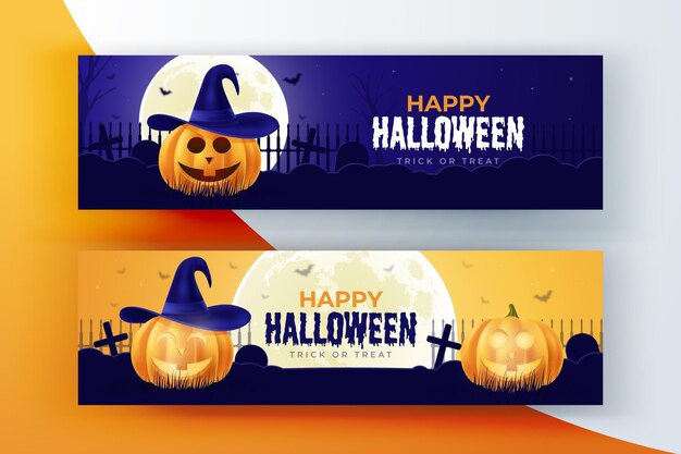 Realistische Halloween-Banner packen