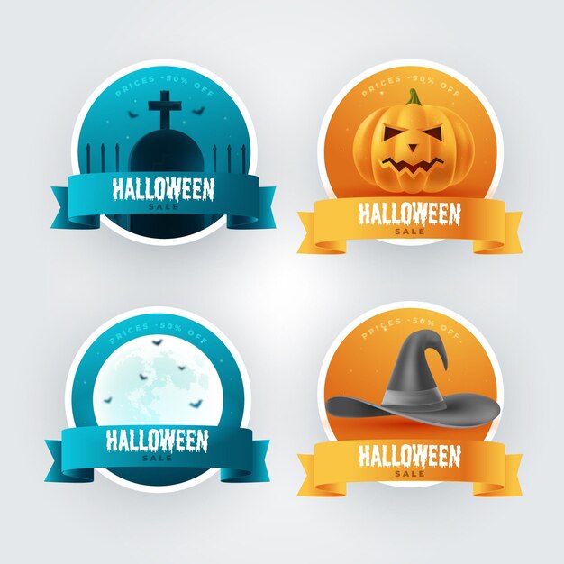 Realistische Halloween Sale Label Kollektion