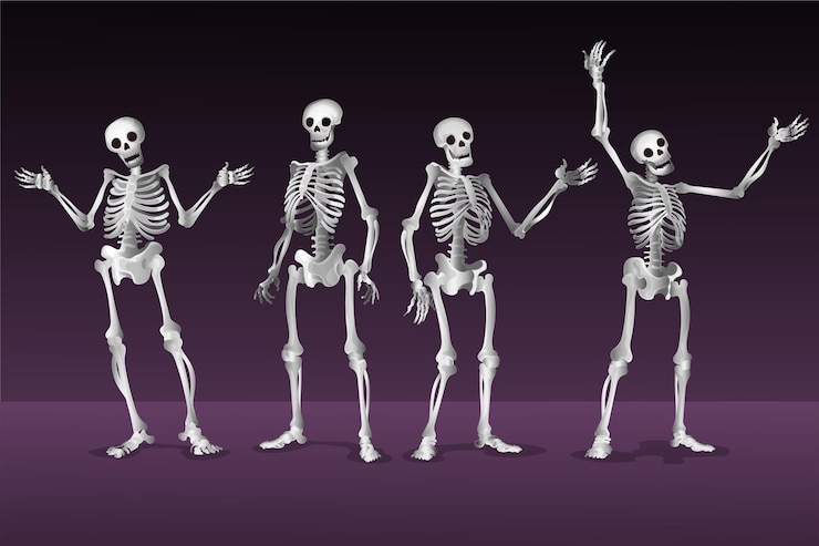 Kostenlose Vektor realistische halloween-skelette-sammlung