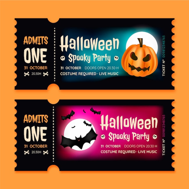 Realistische halloween-tickets-set