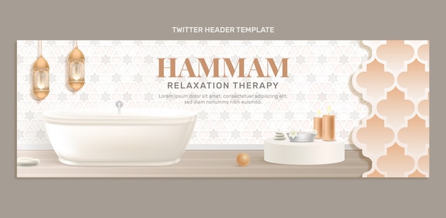 Kostenloser Vektor realistische hamam-twitter-header-vorlage