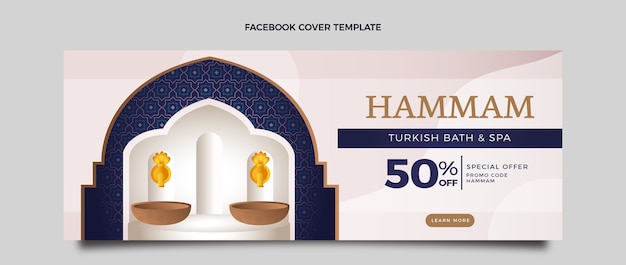 Realistische hammam-facebook-cover-vorlage