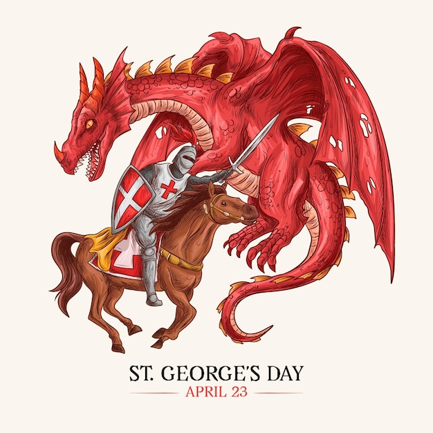 Realistische Hand gezeichnete st. George's Day Illustration