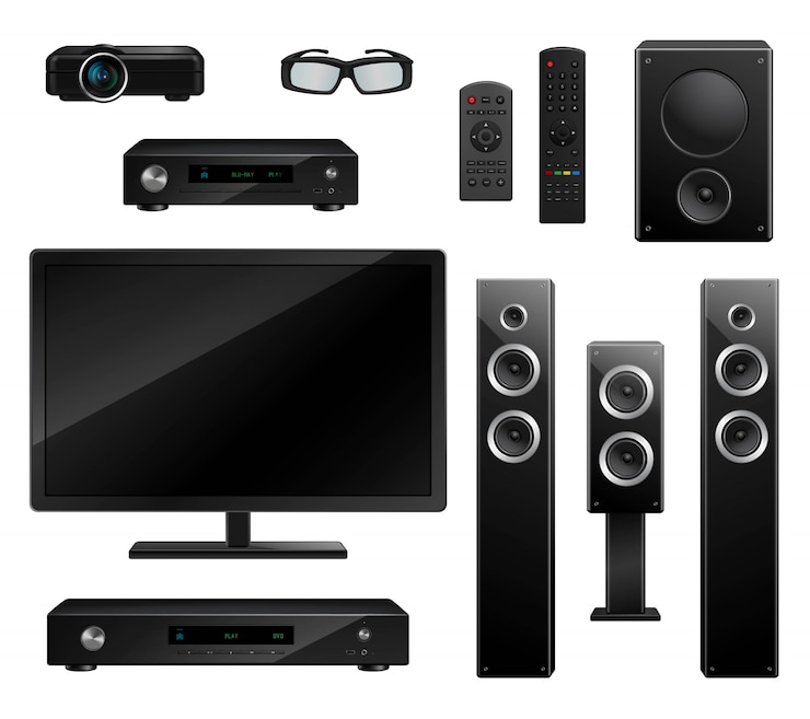 Kostenlose Vektor realistische hausgeräte-set