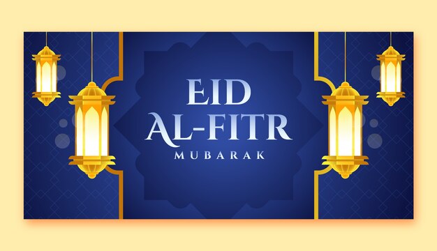 Realistische horizontale bannervorlage für eid al-fitr feier