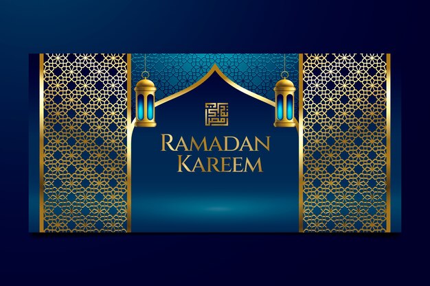 Realistische horizontale Bannervorlage für Ramadan
