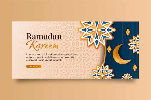 Kostenloser Vektor realistische horizontale bannervorlage für ramadan