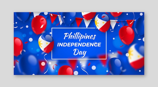 Kostenloser Vektor realistische horizontale bannervorlage zum unabhängigkeitstag der philippinen